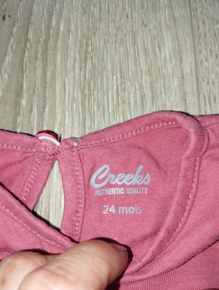 T-shirt mignon Creeks rose lapin manches longues fille 24 mois - photo numéro 4