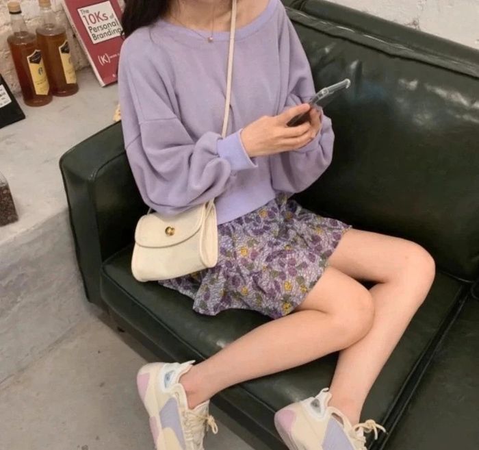 Ensemble violet lila jupe et pull - photo numéro 2