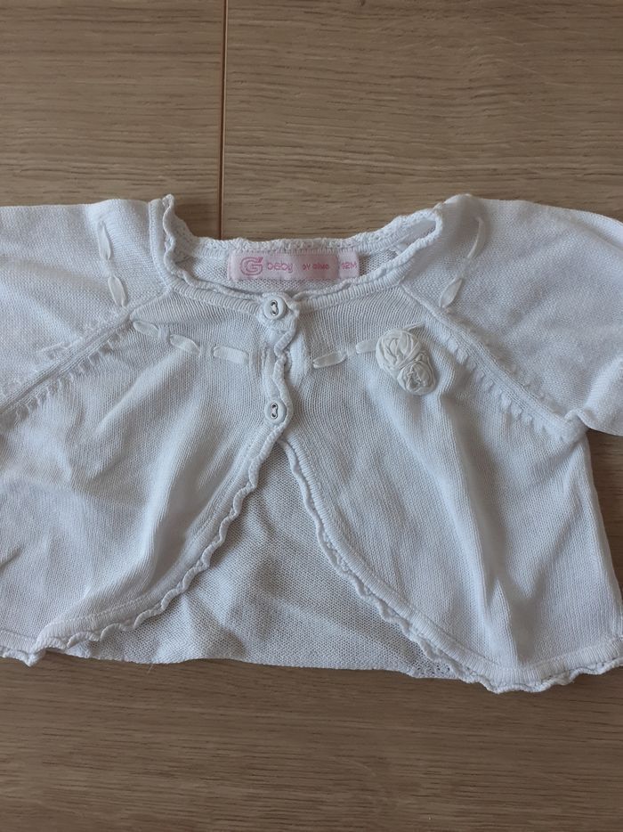 Gilet / cardigan fille blanc 12 mois Gémo