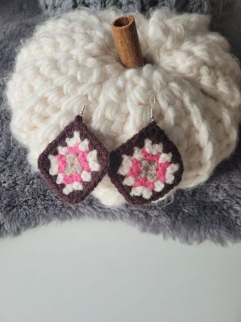 Boucles d'oreilles marron et rose