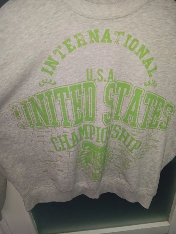 Sweat vintage taille S gris USA United States oversize - photo numéro 2