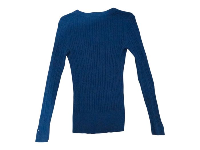 Pull Tommy Hilfiger Femme Bleu Col V - photo numéro 4
