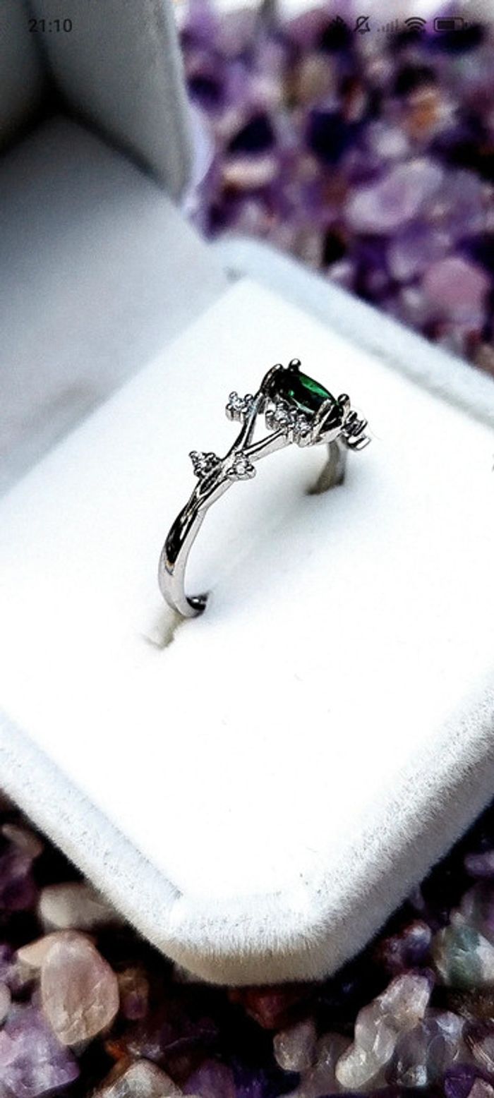 Majesté Émeraude💚Bague Élégante en Argent Massif - photo numéro 4