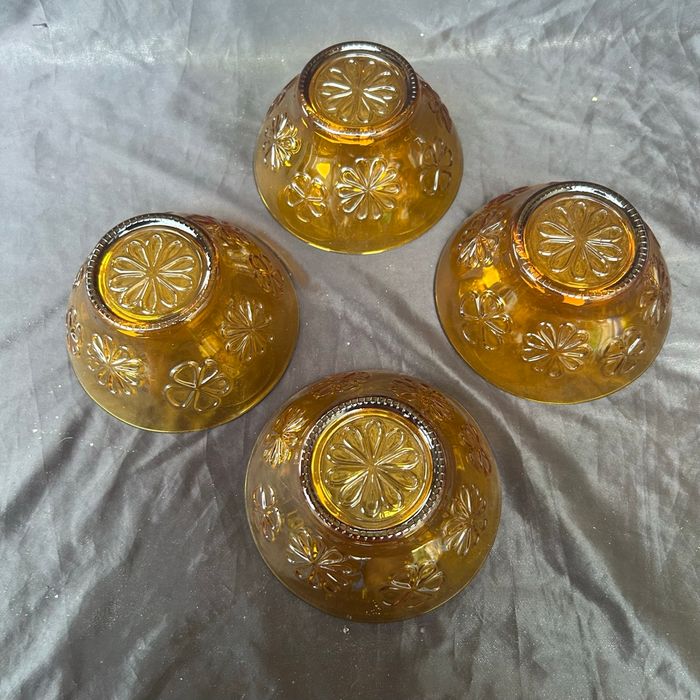 Ensemble 4 bols ambrés vintage Vereco Daisy - photo numéro 6