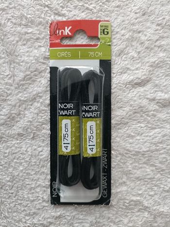 2 paires de lacets noirs cirés en 75 cm