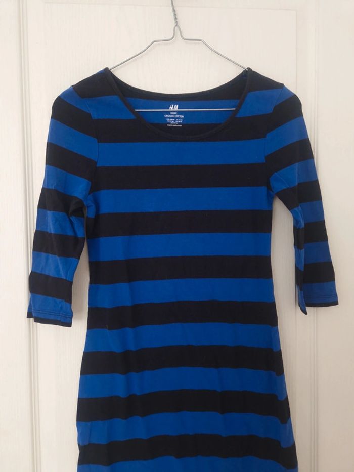Jolie tunique rayer bleu et noir manche 3/4 h&m 12 ans - photo numéro 2