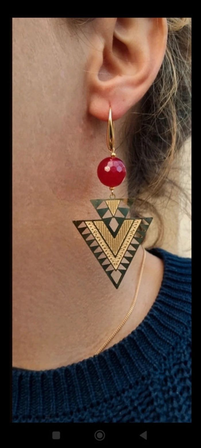 Boucles d'oreilles en Jade Naturelle - photo numéro 5