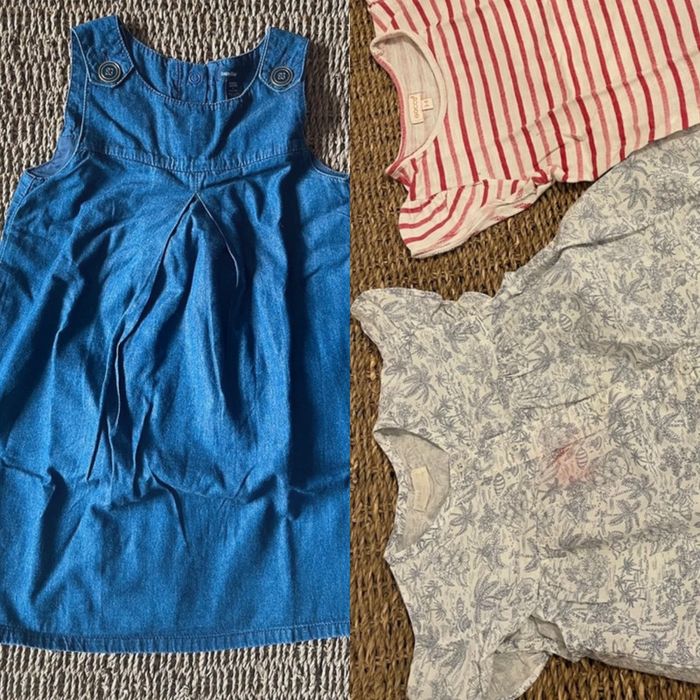 Chemise Mango haut rayé + Robe denim GAP