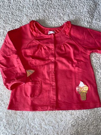 Gilet rose DPAM 2 ans motif glace et parasol boutons pressions