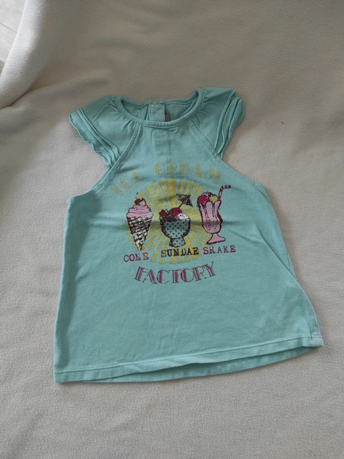 Ensemble été débardeur bleu turquoise glace et culote fille 23 mois - photo numéro 2