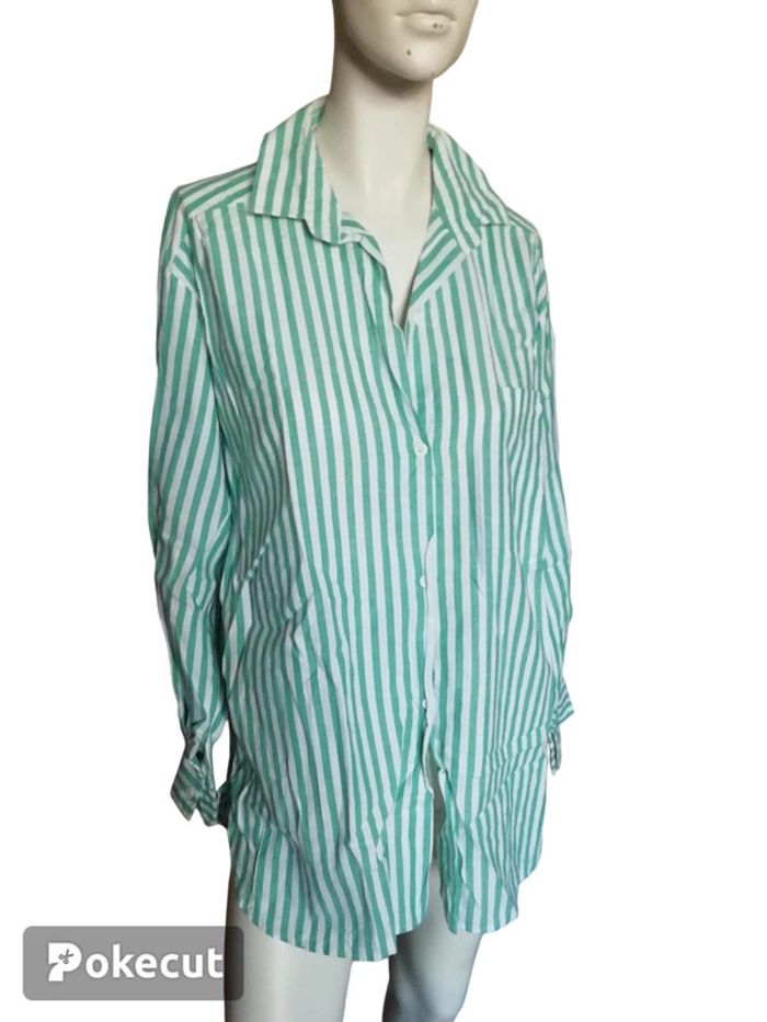 Chemise chemisier vintage rayé stripes vert green spring automne autumn