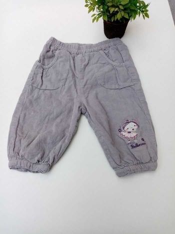 Pantalon velours gris, fille, 12 mois, influx