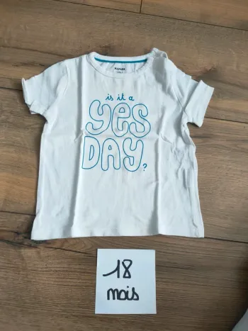 Tee shirt blanc garçon 18 mois manches courtes Kiabi