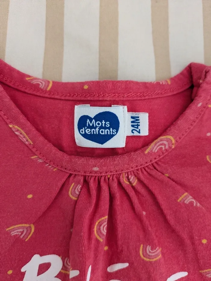 T-shirt rose "Bébé à croquer" - Mots d'Enfants - 24 mois (Petit prix / Tache) - photo numéro 3