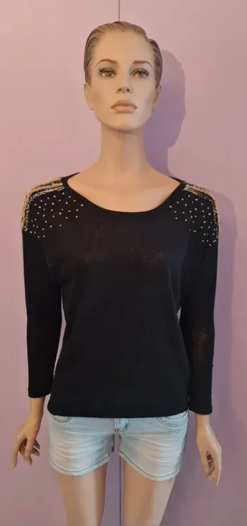 Pull fin femme noir