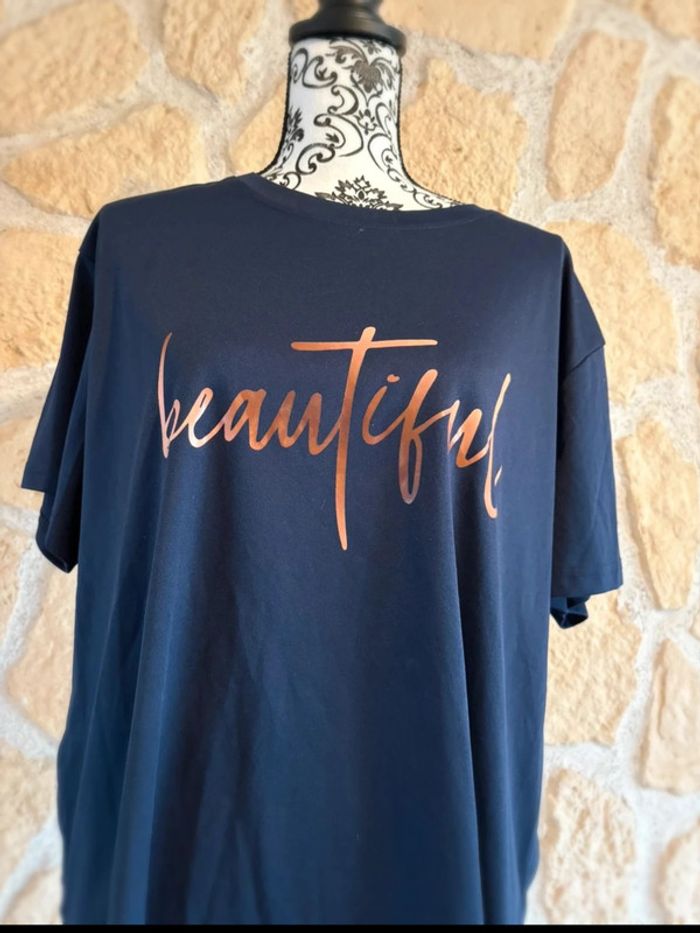 T-shirt bleu marine “Beautiful” Shein 2XL - photo numéro 3