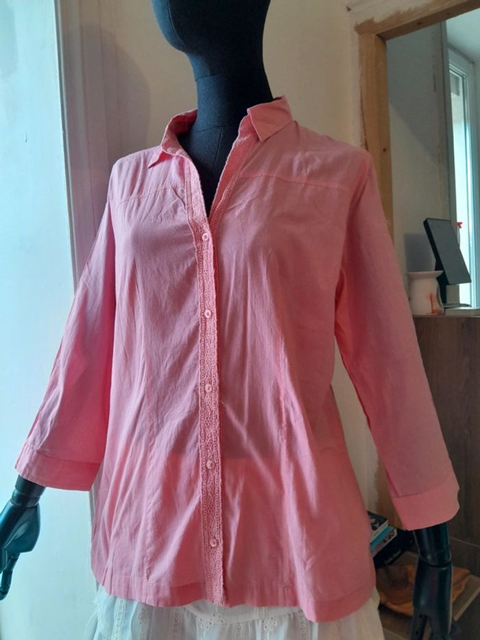 Chemise rose Vintage taille m broderie - photo numéro 3