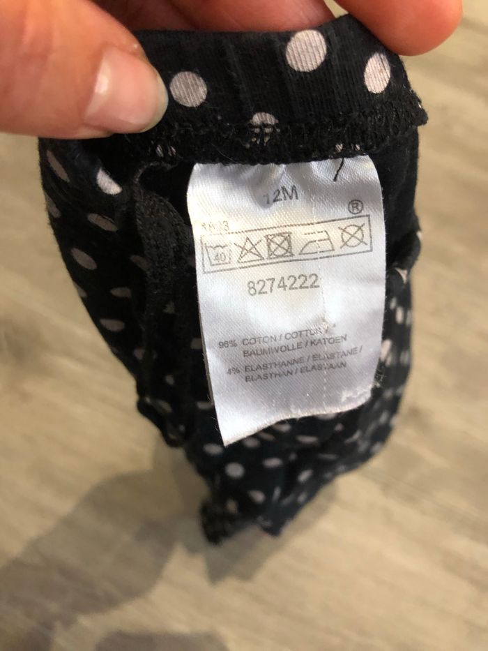 Legging noir à pois blancs 12 mois - photo numéro 3