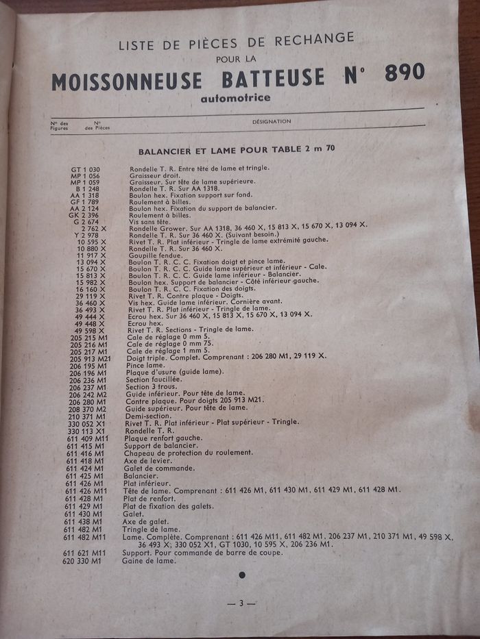 Catalogue de pièces de rechange moissonneuse batteuse 890 - photo numéro 3