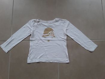 T-shirt blanc doré ML fille 8 ans BE