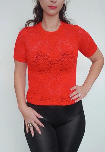 Haut dentelle corail chic taille 38/40