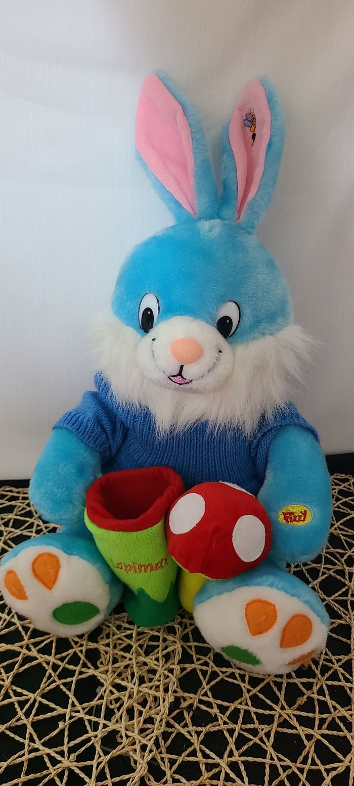Peluche lapin Lapimax bleu Fizzy, Vintage