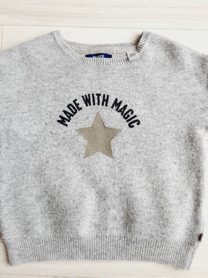 Vêtement fille pull gris Okaïdi étoile 3 ans - photo numéro 2