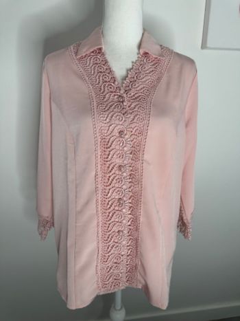 Chemise rose poudré et dentelle Vintage T42 XL