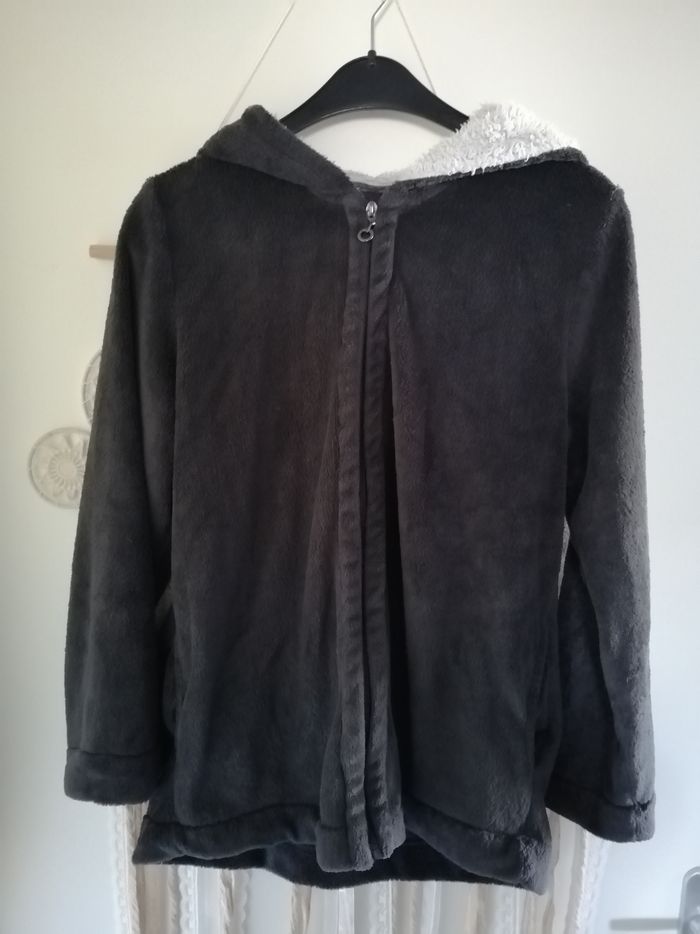 Gilet de pyjama gris foncé à capuche Etam taille M - photo numéro 2