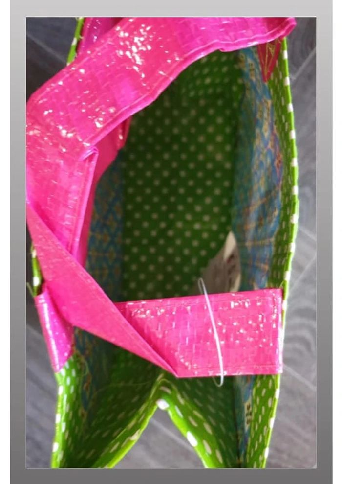 Sac à main plastifié les deglingos vert/rose 25x20cm - photo numéro 4