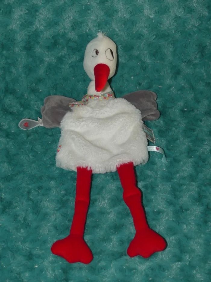 Doudou plat cigogne marionnette kaloo Nopnop 🌸tbe