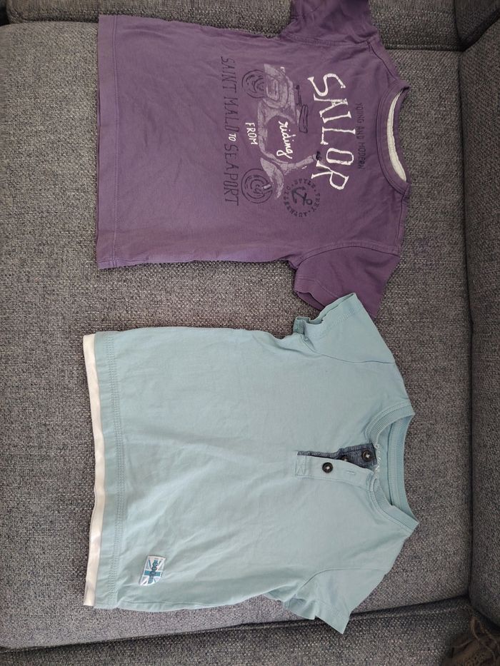 Lot 2 t-shirt, 3 ans, Verbaudet violet et In Extenso bleu