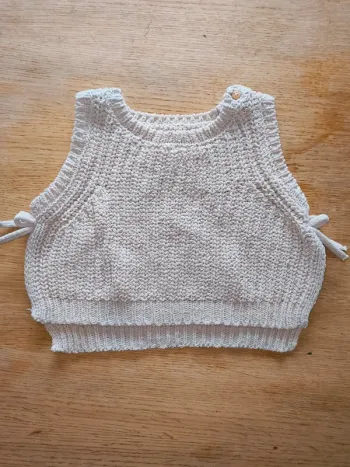 Pull maille sans manches court beige fille c&a 12 mois 18 mois excellent état