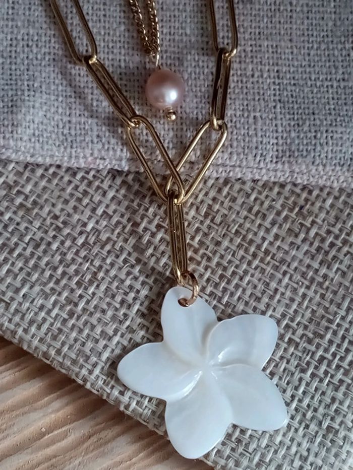 Collier double acier n'a'c'r'e naturelle - photo numéro 2
