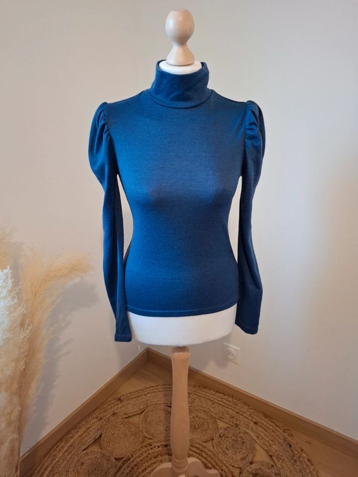 Sous-pull bleu à col roulé Emery Rose taille S 36 - photo numéro 2