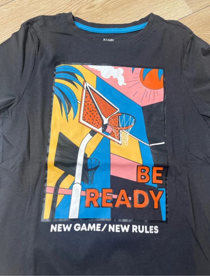 Teeshirt Kiabi gris foncé motif Basket-ball - photo numéro 2
