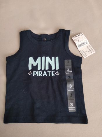 ⚓💙 Débardeur “Mini Pirate” marine – Garçon – 3 mois – Kiabi – Neuf 💙
