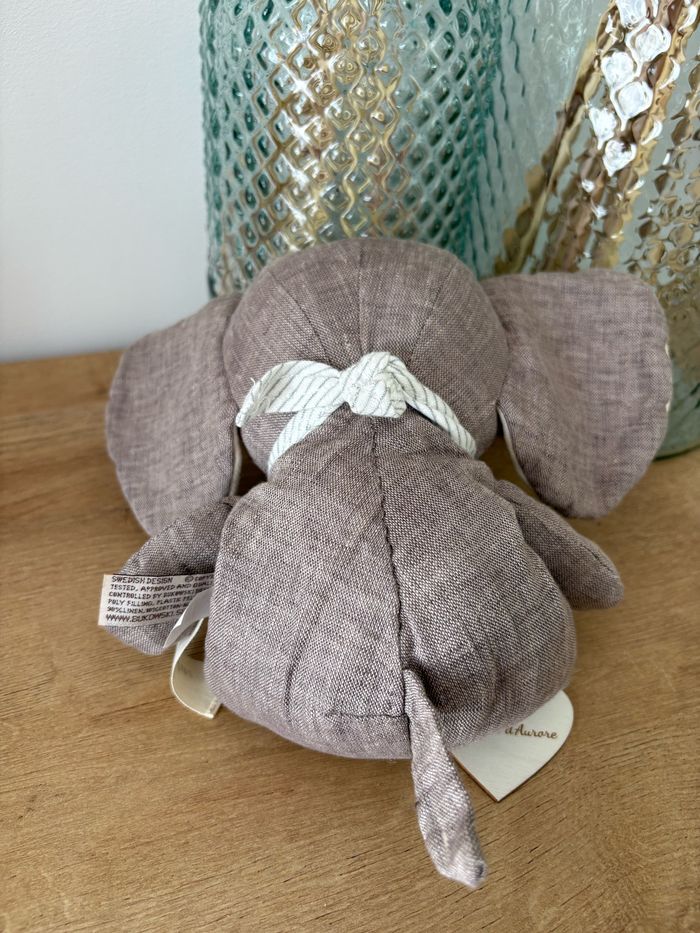 Peluche éléphant lin gris Abbas - photo numéro 6