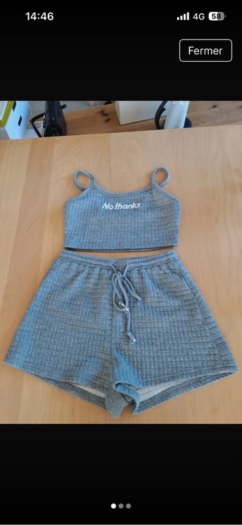 Ensemble gris short-débardeur