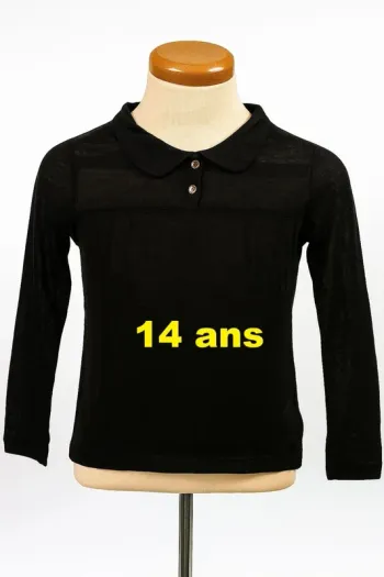 Tee shirt manche longue semi transparent noir La Fée Maraboutée Taille 14 ans