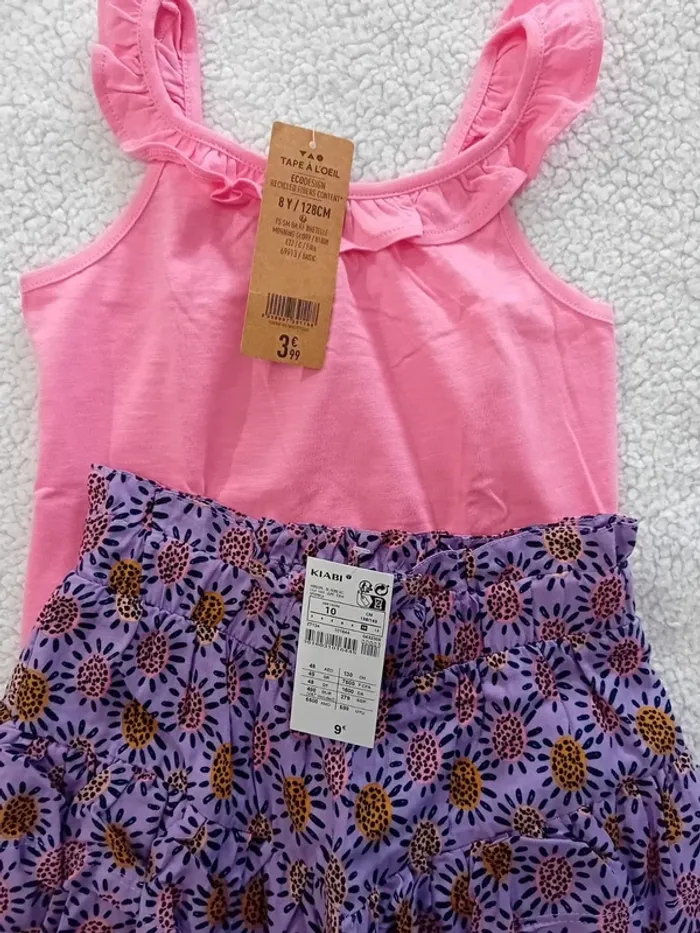 Ensemble 8 ans t-shirt top tape à l'oeil jupe kiabi - photo numéro 4
