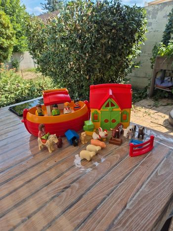 Lot playmobil 123 bateau et ferme