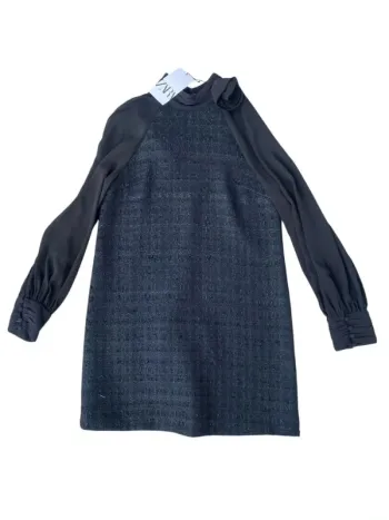 Robe tweed avec fleur au col noire Zara taille S