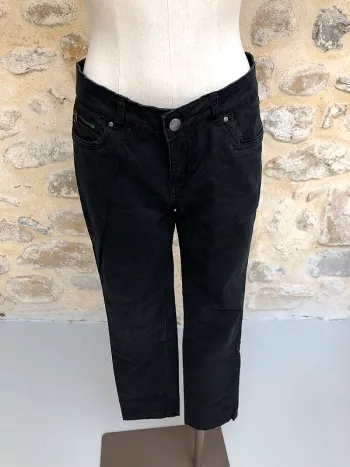 Camaieu - Jean pantalon noir skinny sobre simple coupe droite