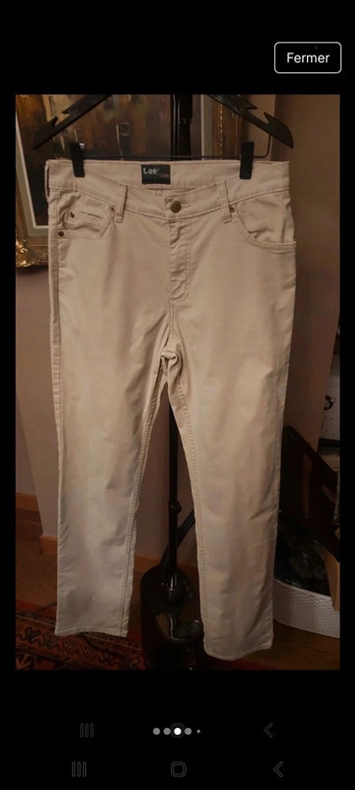 Pantalon coupe jeans beige Homme Lee W30 L34 - photo numéro 2