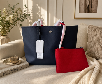 Sac cabas Lacoste au cuir réversible avec pochette neuf avec étiquette 