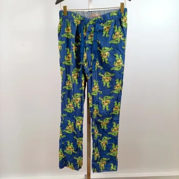 Pantalon lounge Peter Alexander bleu imprimé crocodiles vert fun T40 cotonA1387