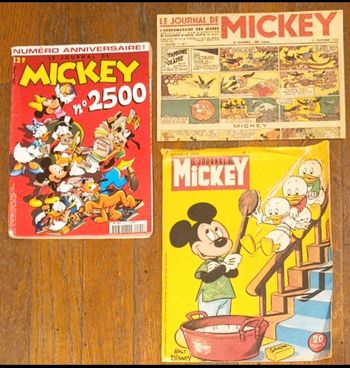 Lot journal de mickey spécial anniversaire N°2500 + 2 facs similés vintage