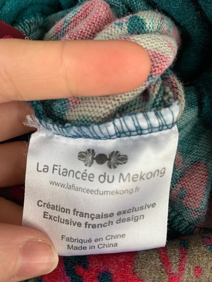 Robe La Fiancée du Mekong rose et bleu clair taille S - photo numéro 9