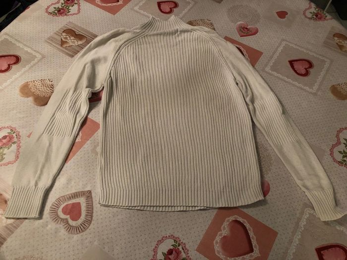 Pull blanc col bouton - photo numéro 2